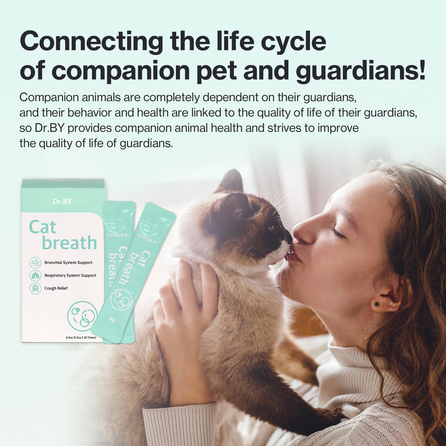 Dr. BY Cat Breath supports the respiratory health of cats, enhancing their well-being and strengthening the bond between pets and their guardians.