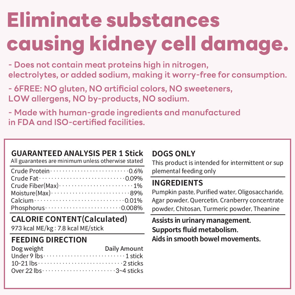 DOCTOR BY Renal is a kidney-supporting dog supplement made with human-grade ingredients, free from gluten, artificial colors, sweeteners, and sodium, aiding urinary health, fluid metabolism, and smooth bowel movements.