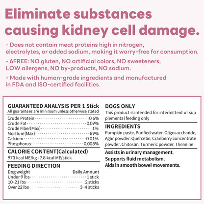 DOCTOR BY Renal is a kidney-supporting dog supplement made with human-grade ingredients, free from gluten, artificial colors, sweeteners, and sodium, aiding urinary health, fluid metabolism, and smooth bowel movements.