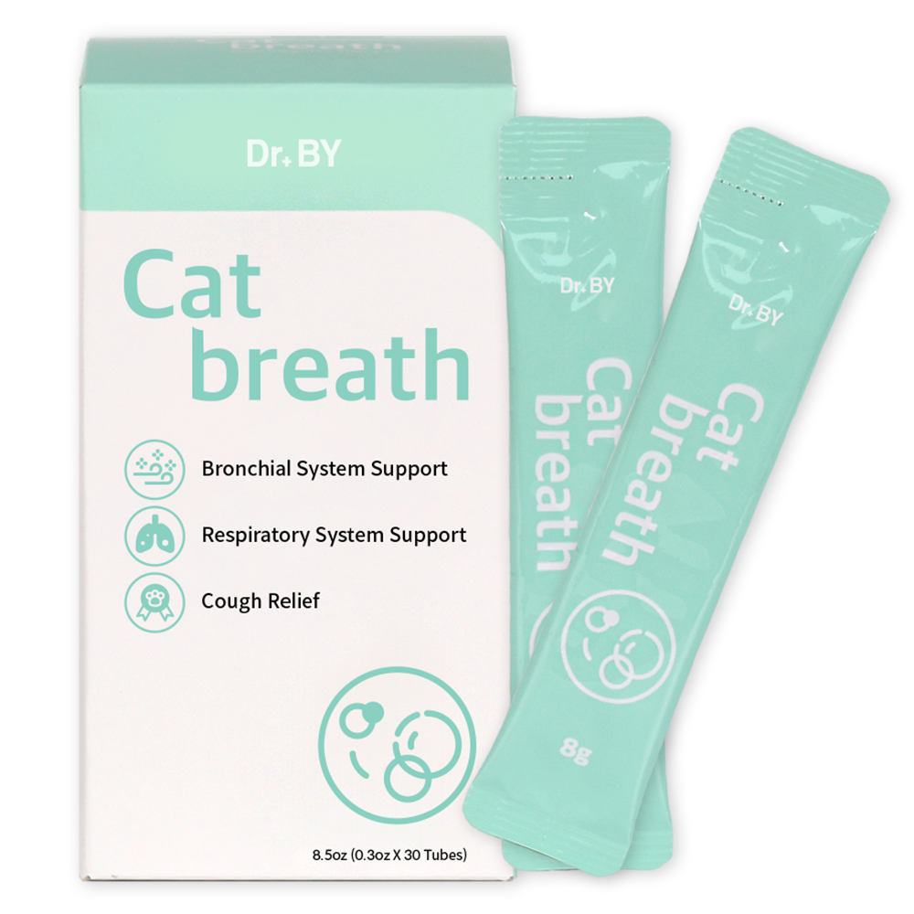 Dr. BY Cat Breath is a respiratory health supplement designed to support cats' bronchial and respiratory systems while providing cough relief.