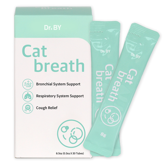 Dr. BY Cat Breath is a respiratory health supplement designed to support cats' bronchial and respiratory systems while providing cough relief.
