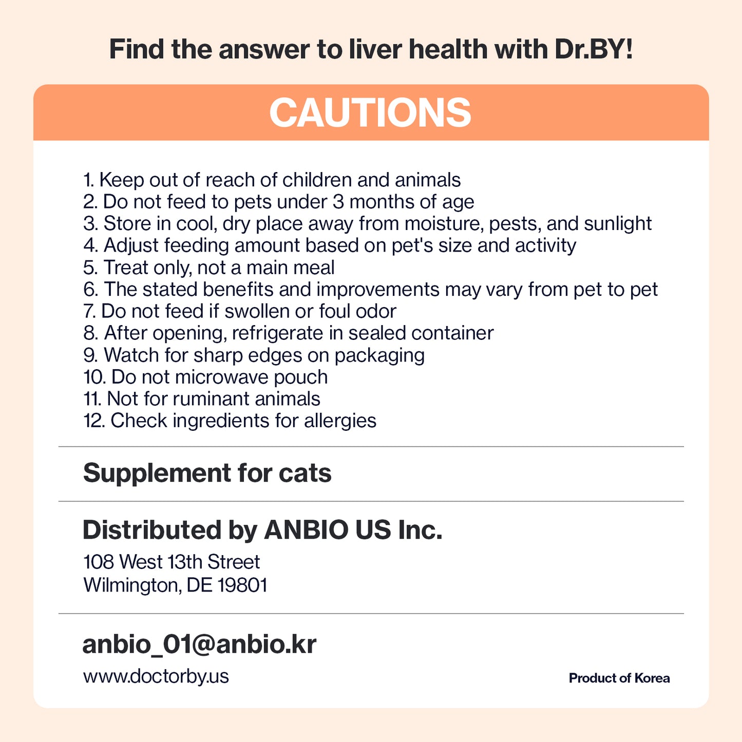 Doctor By Cat Liver Guard Squeezable Liver Supplement for Cats Feline Hepatic Support