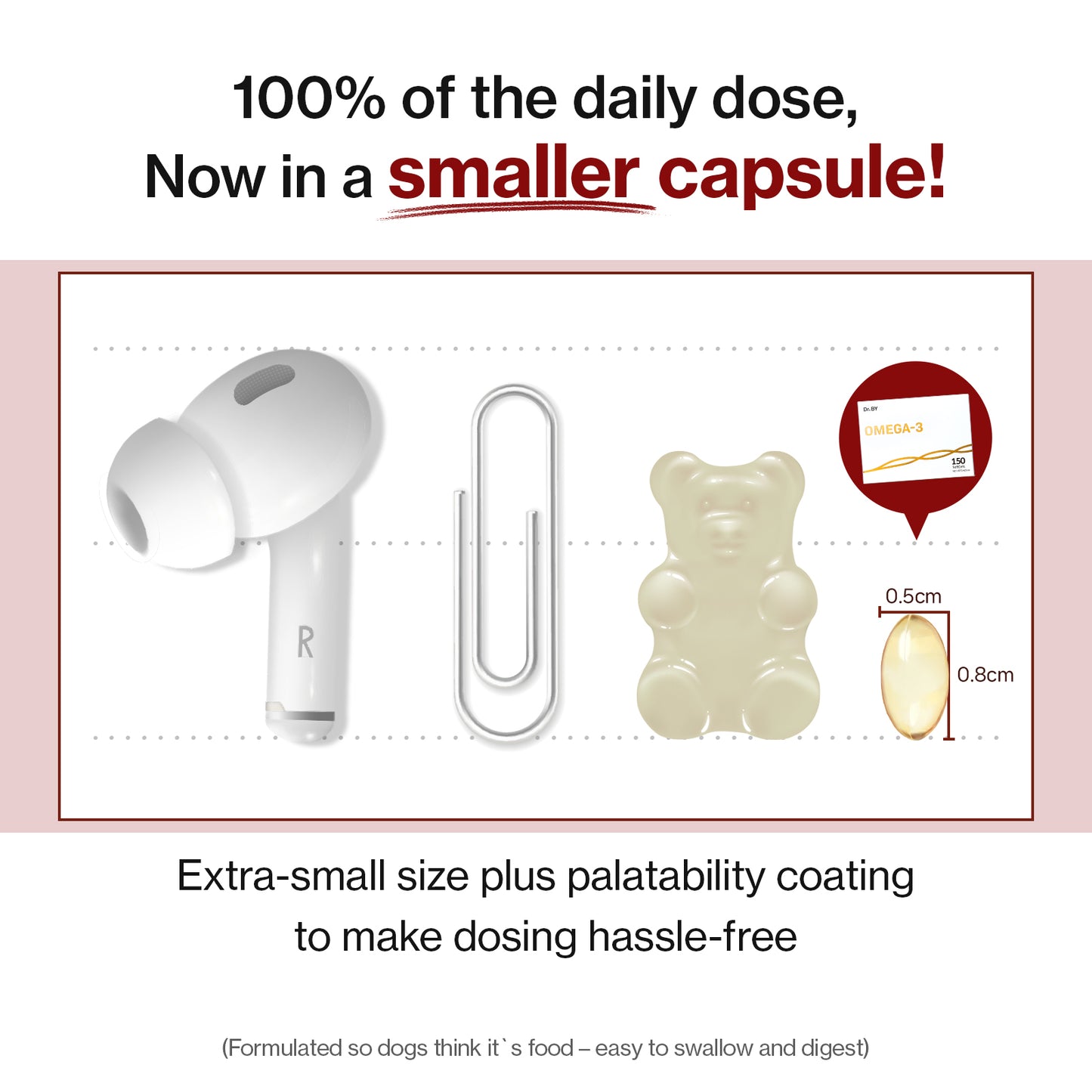 Doctor By Omega-3 Supplement for Dogs Easy to Swallow Small Size Soft Gel 150 Capsules for Dogs