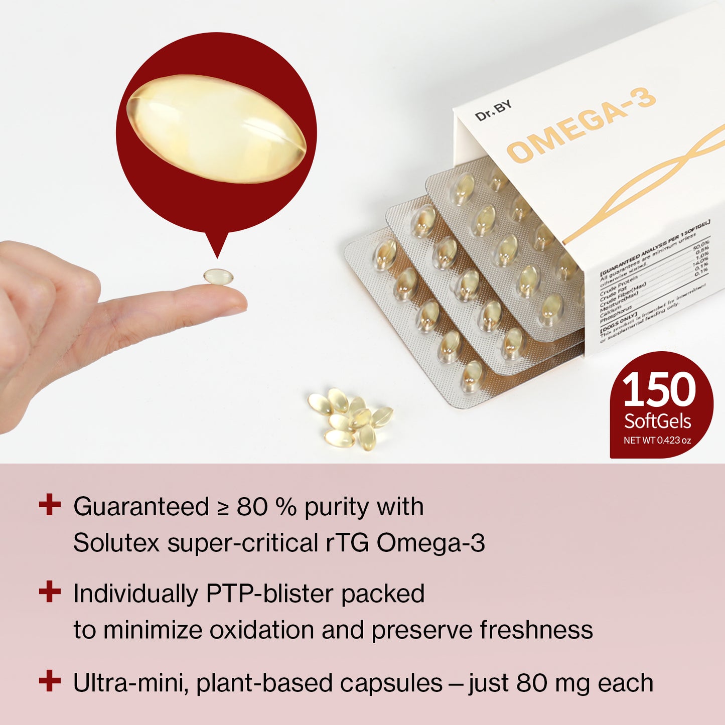 Doctor By Omega-3 Supplement for Dogs Easy to Swallow Small Size Soft Gel 150 Capsules for Dogs