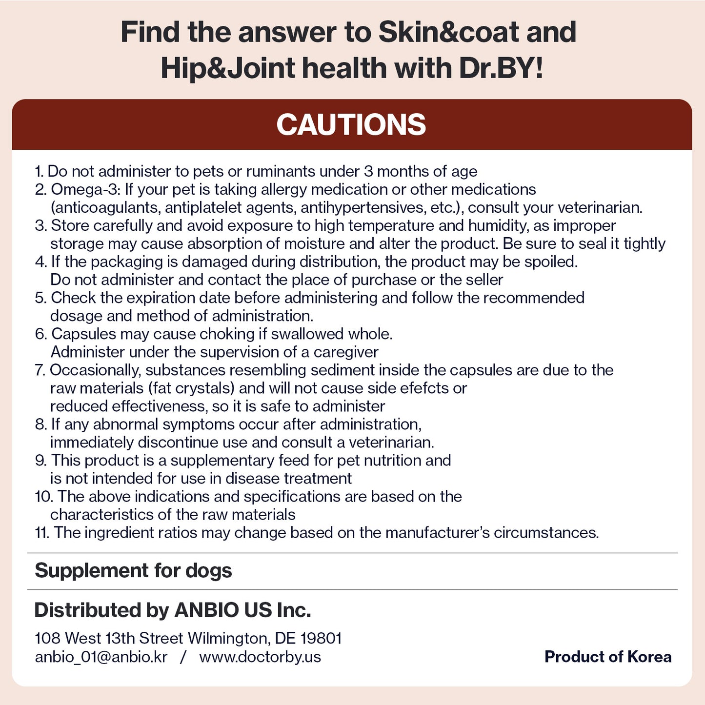 Doctor By Omega-3 Supplement for Dogs Easy to Swallow Small Size Soft Gel 150 Capsules for Dogs