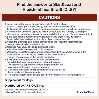 Doctor By Omega-3 Supplement for Dogs Easy to Swallow Small Size Soft Gel 150 Capsules for Dogs