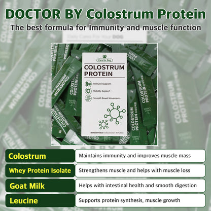 DOCTOR BY Colostrum Protein is the best formula for enhancing immunity and muscle function, containing colostrum, whey protein isolate, goat milk, and leucine to support muscle growth, digestive health, and protein synthesis.