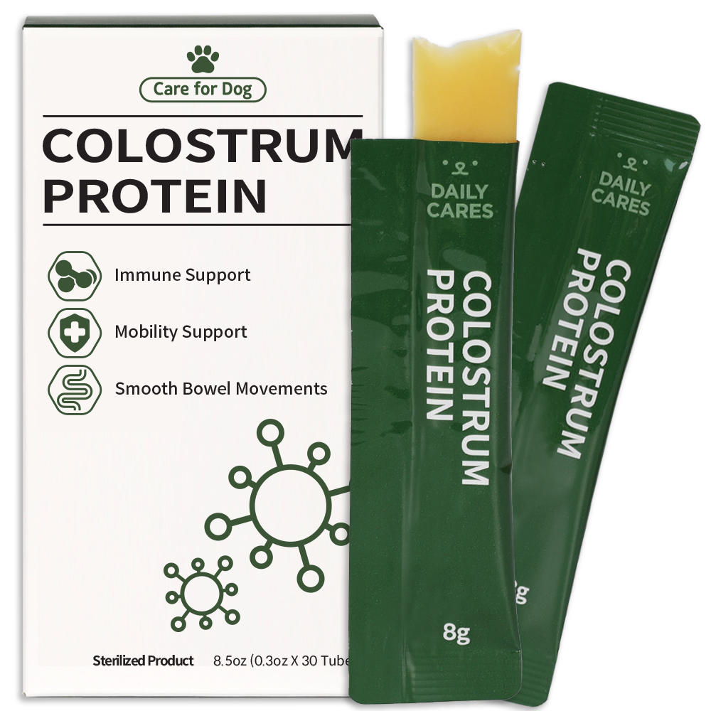 This colostrum protein supplement for dogs supports immune health, mobility, and smooth bowel movements, ensuring overall well-being.
