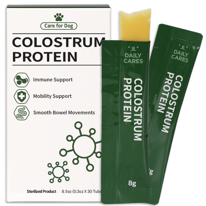 This colostrum protein supplement for dogs supports immune health, mobility, and smooth bowel movements, ensuring overall well-being.