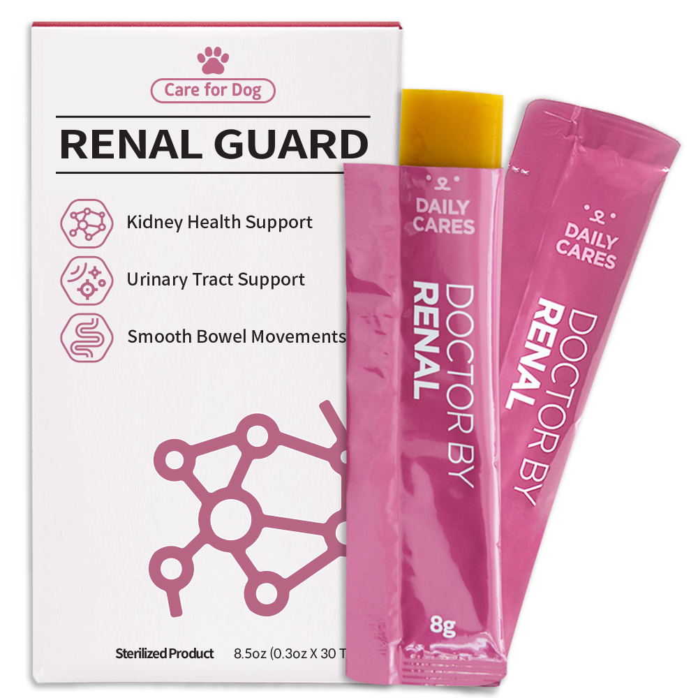 DOCTOR BY Renal Guard is a dog supplement designed to support kidney health, urinary tract function, and smooth bowel movements for overall well-being.
