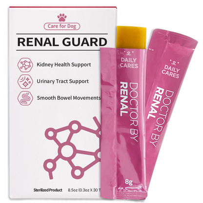 DOCTOR BY Renal Guard is a dog supplement designed to support kidney health, urinary tract function, and smooth bowel movements for overall well-being.
